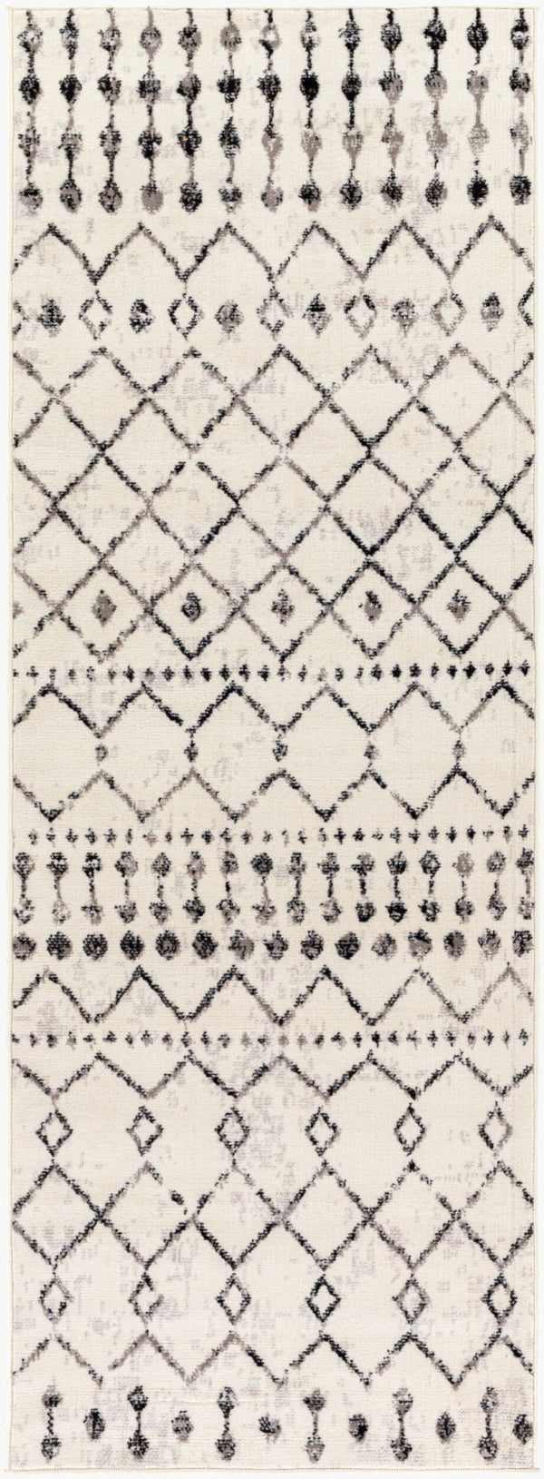 Livabliss Pisa Bohemian Global Runner Rug Polypropylene Machine Woven for Hallways and Entryways Black, White 2'7" x 7'3" PSS2300-2773