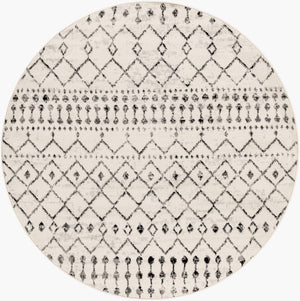 Livabliss Pisa Bohemian Global Runner Rug Polypropylene Machine Woven for Hallways and Entryways Black, White 5'3" x 5'3" Round PSS2300-53RD
