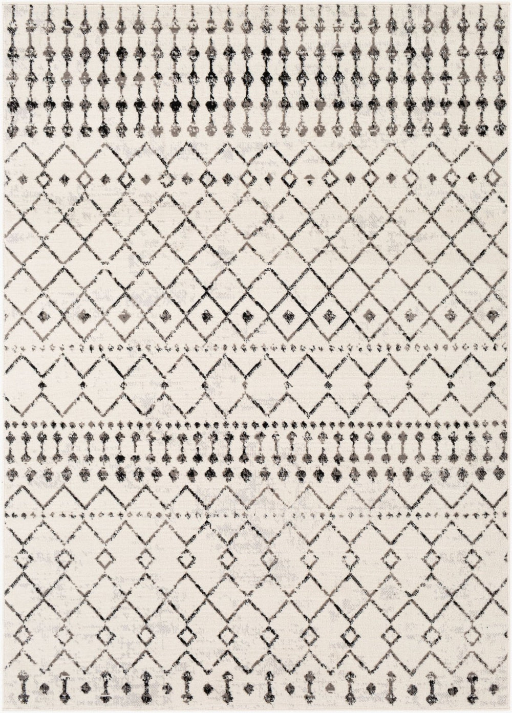 Livabliss Pisa Bohemian Global Runner Rug Polypropylene Machine Woven for Hallways and Entryways Black, White 4'3" x 5'7" PSS2300-4357