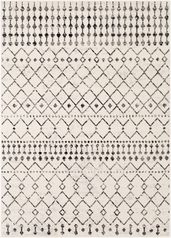 Livabliss Pisa Bohemian Global Runner Rug Polypropylene Machine Woven for Hallways and Entryways Black, White 4'3" x 5'7" PSS2300-4357
