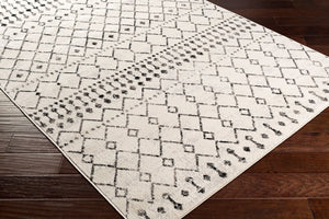 Livabliss Pisa Bohemian Global Runner Rug Polypropylene Machine Woven for Hallways and Entryways Black, White 5'3" x 5'3" Round PSS2300-53RD