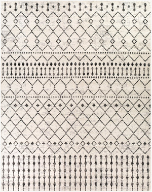 Livabliss Pisa Bohemian Global Runner Rug Polypropylene Machine Woven for Hallways and Entryways Black, White 7'10" x 10' PSS2300-71010