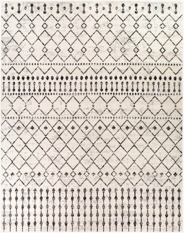 Livabliss Pisa Bohemian Global Runner Rug Polypropylene Machine Woven for Hallways and Entryways Black, White 7'10" x 10' PSS2300-71010
