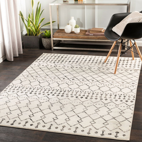 Livabliss Pisa Bohemian Global Runner Rug Polypropylene Machine Woven for Hallways and Entryways Black, White 4'3" x 5'7" PSS2300-4357