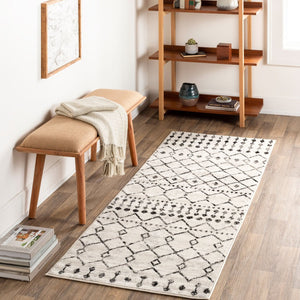 Livabliss Pisa Bohemian Global Runner Rug Polypropylene Machine Woven for Hallways and Entryways Black, White 2'7" x 7'3" PSS2300-2773