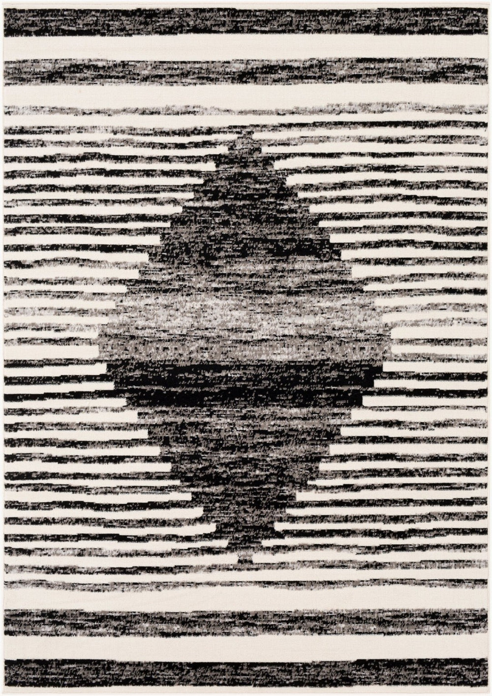 Livabliss Pisa Geometric Polypropylene Area Rug Turkish Woven Contemporary Living Room Floor Black, Charcoal 6'7" x 9' PSS2312-679