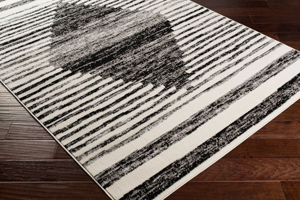 Livabliss Pisa Geometric Polypropylene Area Rug Turkish Woven Contemporary Living Room Floor Black, Charcoal 6'7" x 9' PSS2312-679