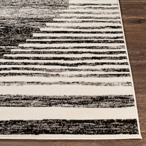 Livabliss Pisa Geometric Polypropylene Area Rug Turkish Woven Contemporary Living Room Floor Black, Charcoal 6'7" x 9' PSS2312-679