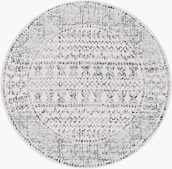 Livabliss Pisa Bohemian Global Runner Rug Polypropylene Medium Pile for Hallway or Entryway Charcoal, Black 7'10" x 7'10" Round PSS2313-710RD