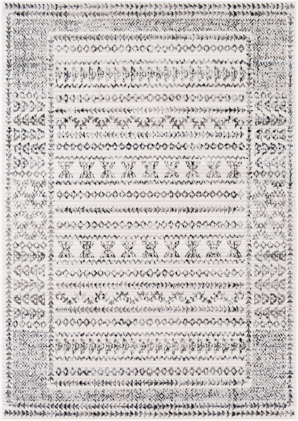 Livabliss Pisa Bohemian Global Runner Rug Polypropylene Medium Pile for Hallway or Entryway Charcoal, Black 4'3" x 5'7" PSS2313-4357