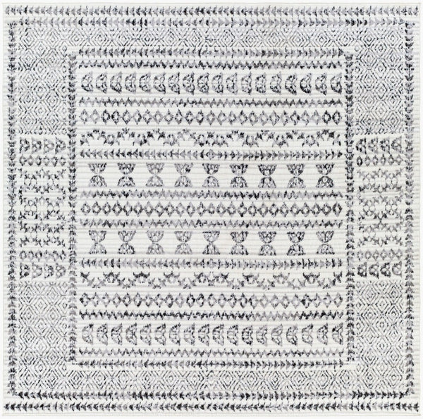 Livabliss Pisa Bohemian Global Runner Rug Polypropylene Medium Pile for Hallway or Entryway Charcoal, Black 6'7" x 6'7" Square PSS2313-67SQ