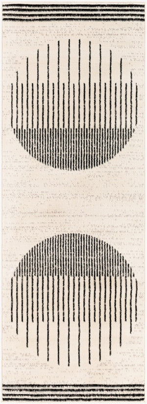 Livabliss Pisa Geometric Modern Area Rug Turkish Woven Polypropylene for Living Dining Rooms Black, White 2'7" x 7'3" PSS2315-2773