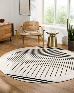 Livabliss Pisa Geometric Modern Area Rug Turkish Woven Polypropylene for Living Dining Rooms Black, White 7'10" x 7'10" Square PSS2315-710SQ