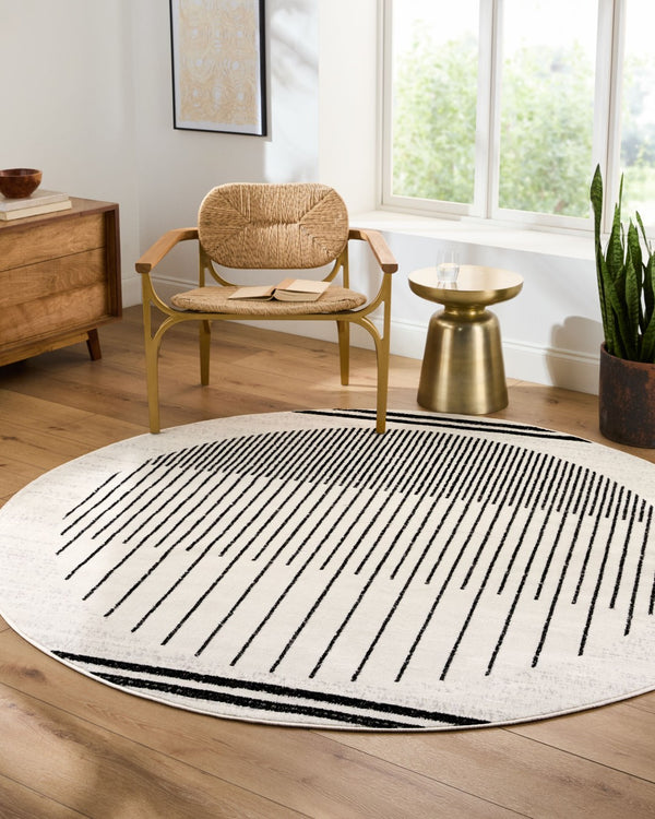 Livabliss Pisa Geometric Modern Area Rug Turkish Woven Polypropylene for Living Dining Rooms Black, White 7'10" x 7'10" Square PSS2315-710SQ