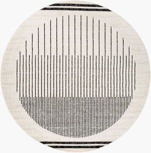 Livabliss Pisa Geometric Modern Area Rug Turkish Woven Polypropylene for Living Dining Rooms Black, White 7'10" x 7'10" Round PSS2315-710RD