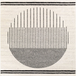 Livabliss Pisa Geometric Modern Area Rug Turkish Woven Polypropylene for Living Dining Rooms Black, White 7'10" x 7'10" Square PSS2315-710SQ