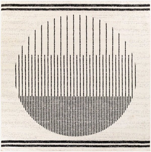 Livabliss Pisa Geometric Modern Area Rug Turkish Woven Polypropylene for Living Dining Rooms Black, White 7'10" x 7'10" Square PSS2315-710SQ