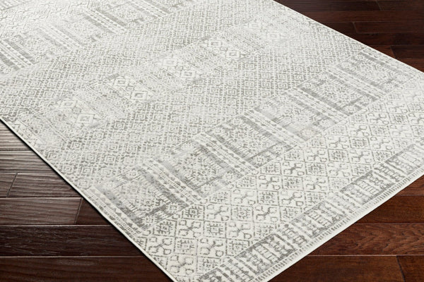 Livabliss Pisa Global Pattern Polypropylene Area Rug for Living Room Entryway and Dining Spaces Light Gray, Med 6'7" x 9' PSS2344-679