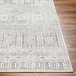 Livabliss Pisa Global Pattern Polypropylene Area Rug for Living Room Entryway and Dining Spaces Light Gray, Med 6'7" x 9' PSS2344-679