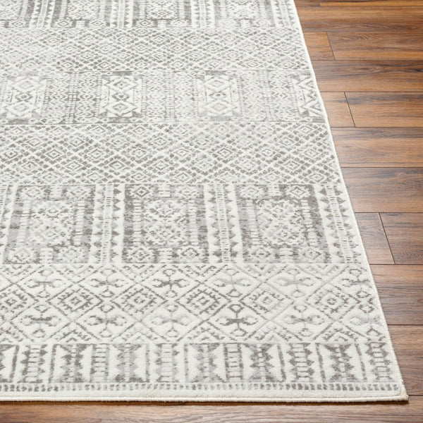 Livabliss Pisa Global Pattern Polypropylene Area Rug for Living Room Entryway and Dining Spaces Light Gray, Med 6'7" x 9' PSS2344-679