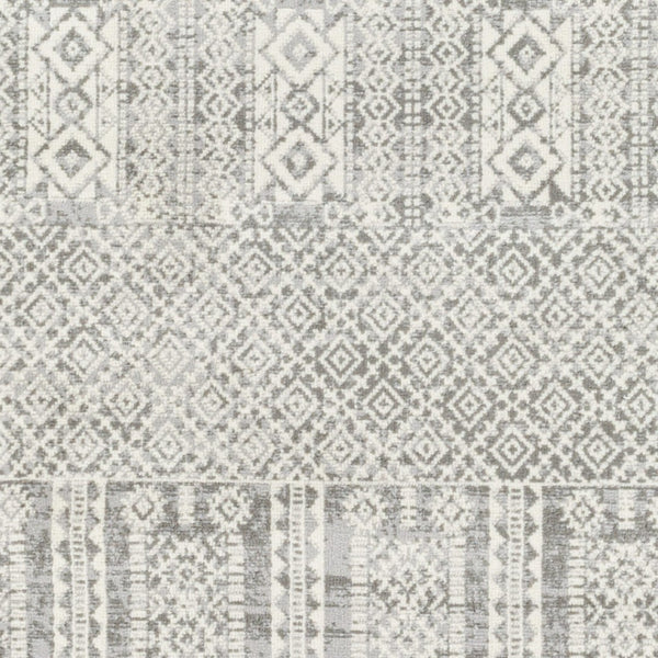 Livabliss Pisa Global Pattern Polypropylene Area Rug for Living Room Entryway and Dining Spaces Light Gray, Med 6'7" x 9' PSS2344-679
