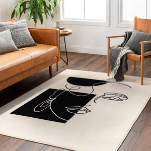 Livabliss Pisa Turkish Machine Woven Polypropylene Area Rug for Modern Living Spaces Light Gray, Bla 5' x 7' PSS2347-57