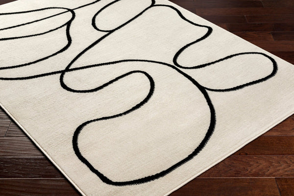 Livabliss Pisa Geometric Area Rug Polypropylene Machine Woven for Living Room or Dining Space Light Gray, Bla 6'7" x 9' PSS2354-679