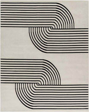 Livabliss Pisa Geometric Polypropylene Area Rug Turkish Woven Low Pile for Living Dining Rooms Light Gray, Bla 7'10" x 10' PSS2355-71010