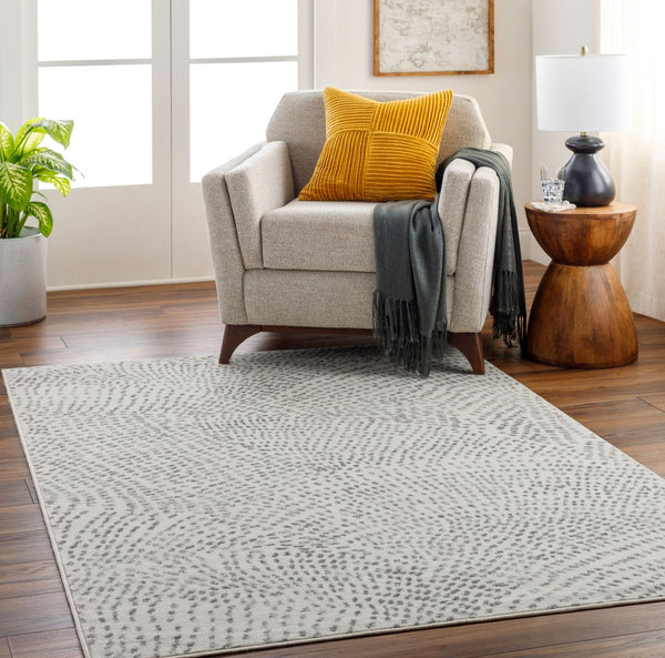 Livabliss Pisa Machine Woven Polypropylene Area Rug Neutral Transitional Design for Living Spaces Light Gray, Med 7'10" x 10' PSS2365-71010
