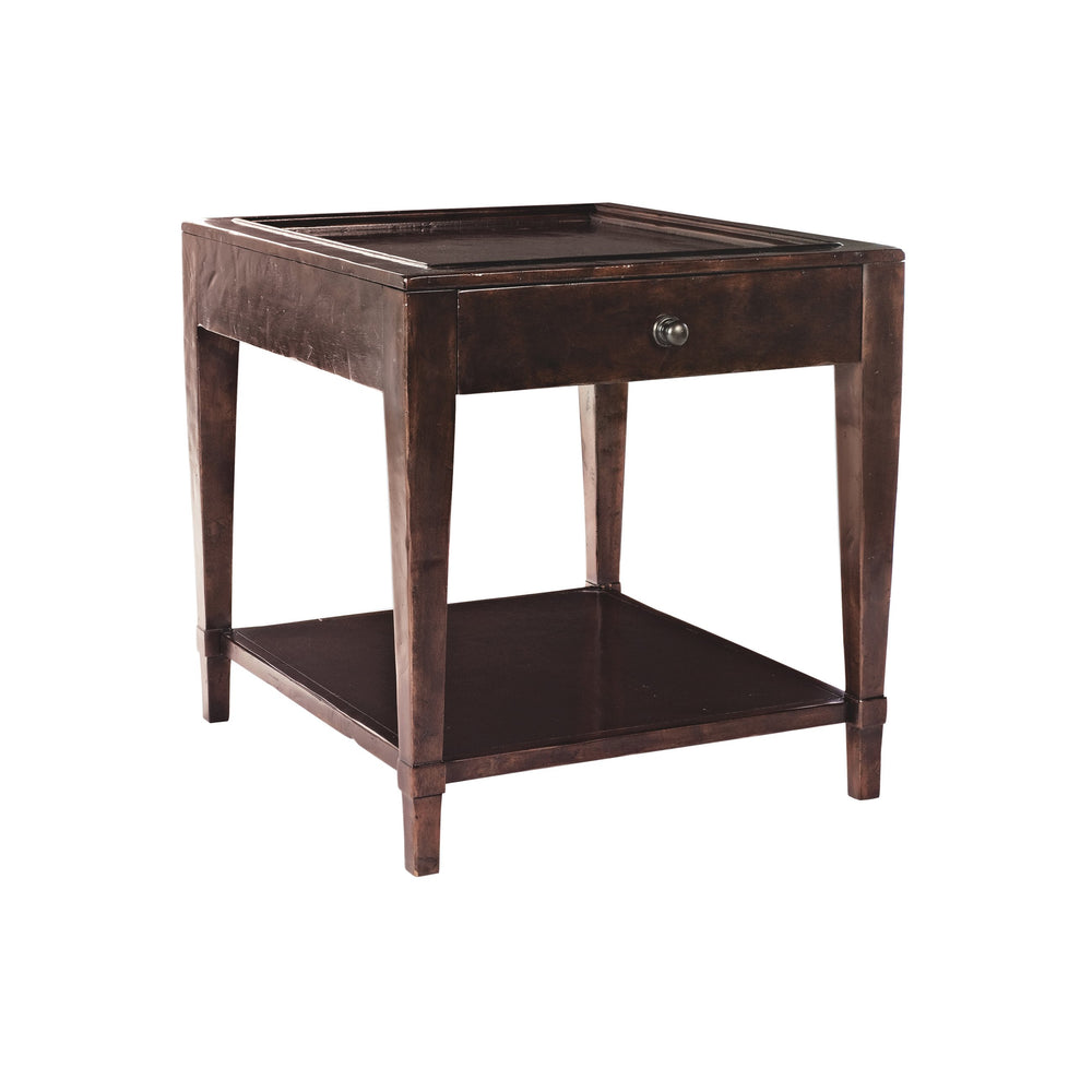 Bernhardt Bernhardt Vintage Patina End Table With Molasses Finish, Hand‑Planed Mahogany, Drawer & Shelf (25.25"H) 322112B