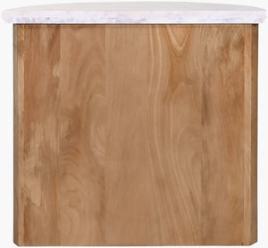 Surya Piestra 22" Modern Minimalist End Table With Marble Top & Sturdy Mango Wood Base – Elegant Design Top, White,Base, Brown Marble,Mango Wood Pstr001-222412