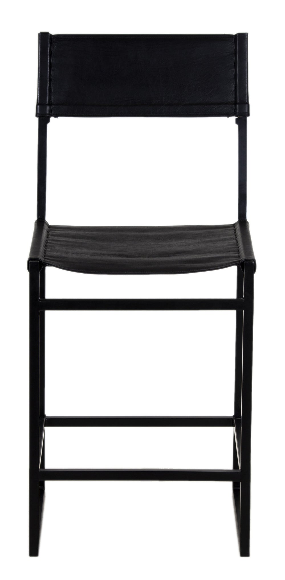Porter Designs Porter Remy Full-grain Leather Bar Stool In Black - Stylish Comfort With Modern Metal Design Black Metal 07-108-09-8756