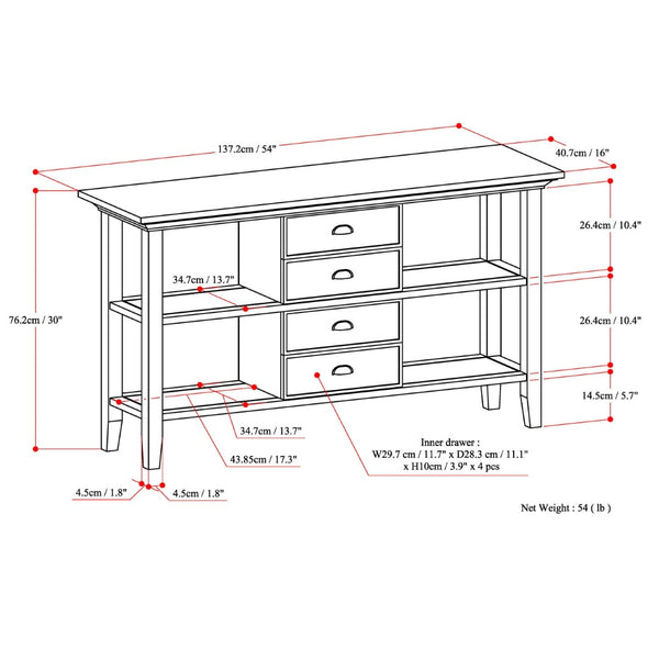 English Elm Redmond Console Sofa Table - Rustic Solid Wood Design With Storage & Unique Natural Charm B136P158102-GIGA