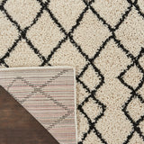 Nourison Geometric Shag GOS01 Machine Made Power-loomed Borderless Design Indoor Only Shag Farmhouse Rug Ivory,Charcoal, Ivory White 100% Polypropylene 99446482204