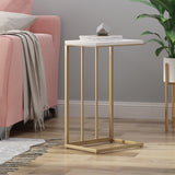 Christopher Knight Home® - Noble House - Durand Modern Glam Faux Wood End Table, White And Champagne Gold