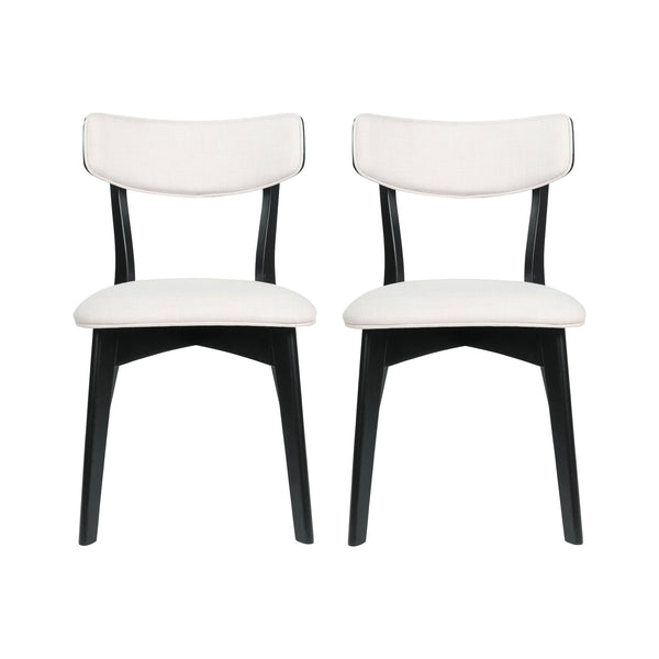 English Elm Christopher Knight Home® - DINING Mid-Century Upholstered Dining Chairs Set of 2 with Rubberwood Splayed Legs and Curved Silhouette Light beige 61760.00OAKLBGE