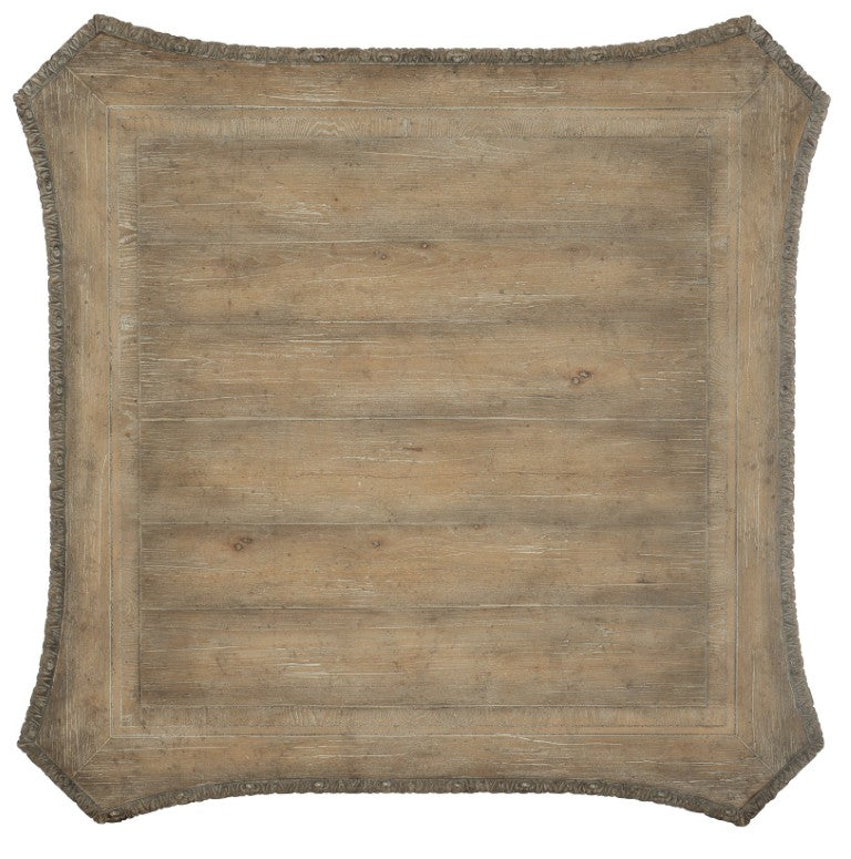 Hooker Furniture Castella Solid Square Cocktail Table 49" Antique Slate Finish — Carved Scroll Legs, Distressed Rustic Elegance 5878-80112-80