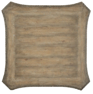 Hooker Furniture Castella Solid Square Cocktail Table 49" Antique Slate Finish — Carved Scroll Legs, Distressed Rustic Elegance 5878-80112-80