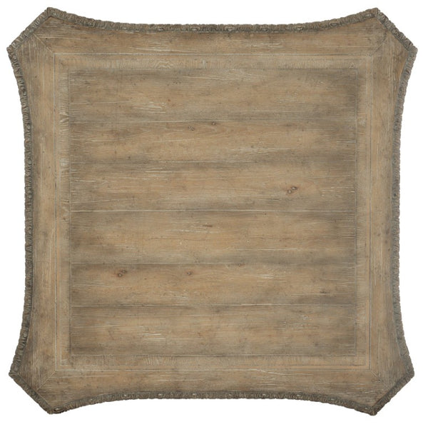 Hooker Furniture Castella Solid Square Cocktail Table 49" Antique Slate Finish — Carved Scroll Legs, Distressed Rustic Elegance 5878-80112-80