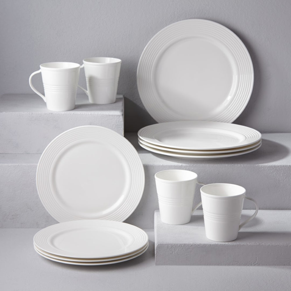 Lenox Tin Can Alley Seven 12-piece Dinnerware Set White, WHITE PORCELAIN 6387237