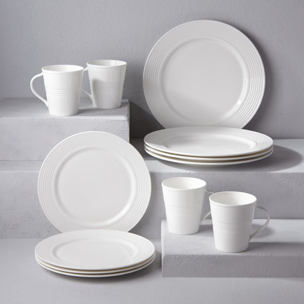 Lenox Tin Can Alley Seven 12-piece Dinnerware Set White, WHITE PORCELAIN 6387237