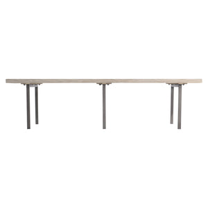 Bernhardt Bernhardt Kingston Teak Cocktail Table 62" — Sea Oat Slatted Top, Gun Metal Legs, Outdoor Durable Elegance X07021
