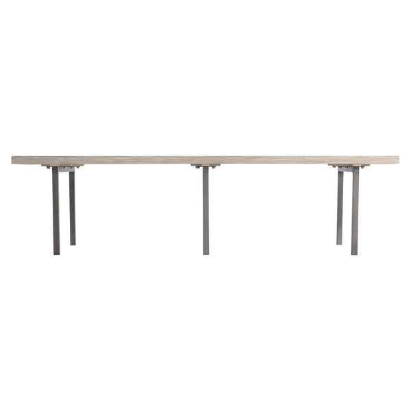 Bernhardt Bernhardt Kingston Teak Cocktail Table 62" — Sea Oat Slatted Top, Gun Metal Legs, Outdoor Durable Elegance X07021