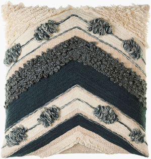 Surya Pretoria 18" Accent Pillow - Global Inspired Design For Elegant Home Decor | Durable Cotton Charm Dark Blue Cotton,Cotton Pta001-1818d