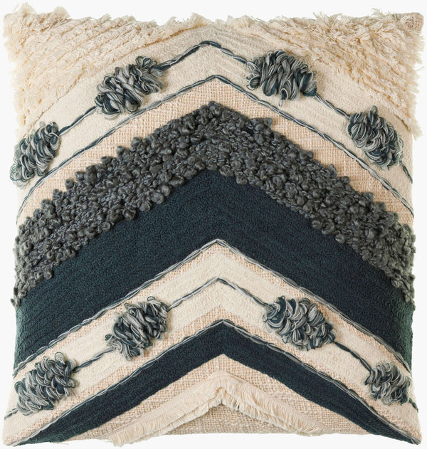 Surya Pretoria 18" Accent Pillow - Global Inspired Design For Elegant Home Decor | Durable Cotton Charm Dark Blue Cotton,Cotton Pta001-1818d