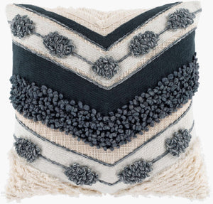 Surya Pretoria 18" Accent Pillow - Global Inspired Design For Elegant Home Decor | Durable Cotton Charm Dark Blue Cotton,Cotton Pta001-2020d