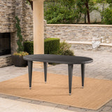 Christopher Knight Home® - Noble House - Dominica Outdoor 69 Inch Grey Wicker Oval Dining Table