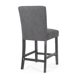 English Elm Christopher Knight Home® - Contemporary Button-Tufted Fabric Counter Stools Set of 2 with Espresso Legs, Waffle Stitch Comfort Charcoal 71254.00CHAR