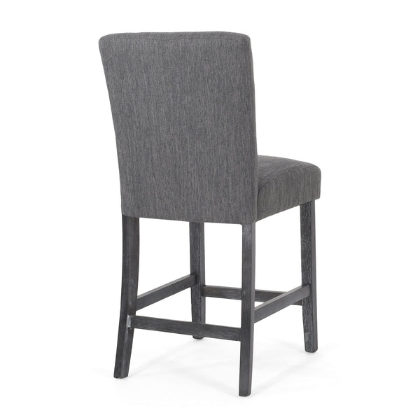 English Elm Christopher Knight Home® - Contemporary Button-Tufted Fabric Counter Stools Set of 2 with Espresso Legs, Waffle Stitch Comfort Charcoal 71254.00CHAR