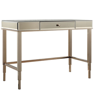 Homelegance By Top-Line Malik Beveled Mirrored Accent 1-Drawer Office Writing Desk Gold Mirror